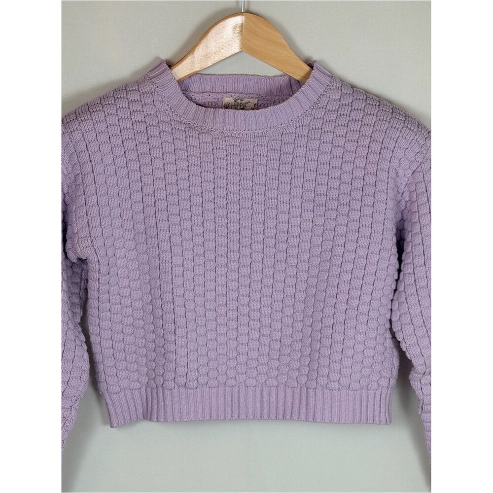 Hippie Rose Lavender Textured Cropped Sweater XS